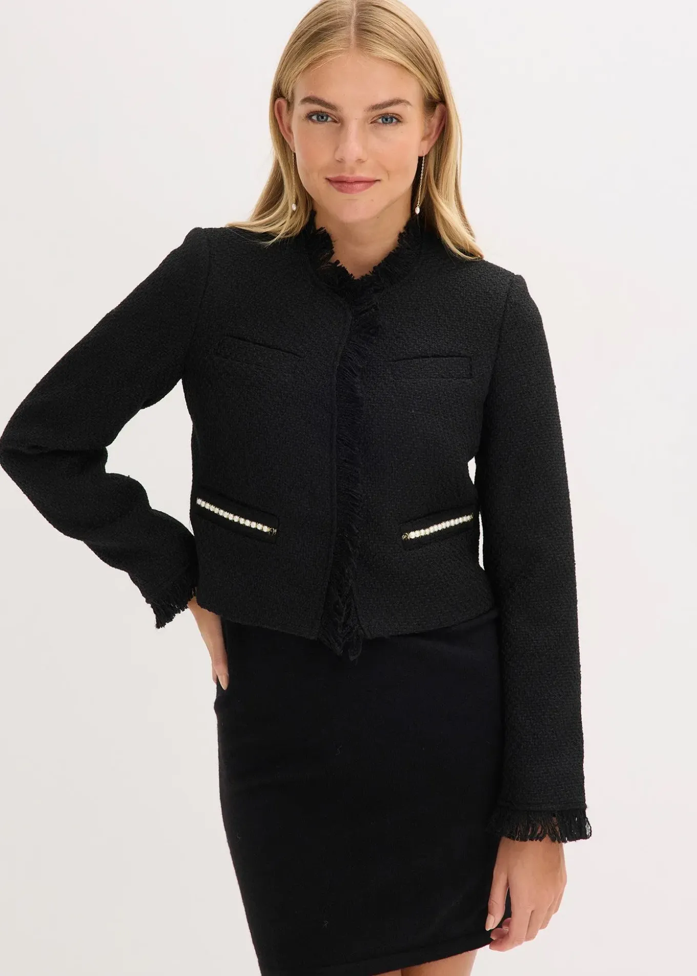 Blazer cropped en maille bouclette