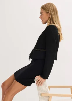 Blazer cropped en maille bouclette