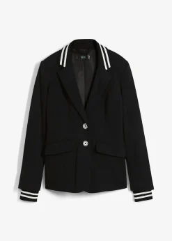 Blazer en coton à détails rayés