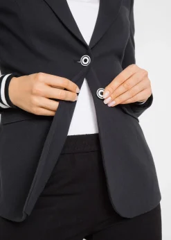 Blazer en coton à détails rayés