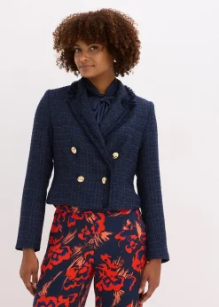 Blazer en maille bouclette à boutons décoratifs