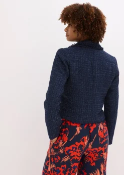 Blazer en maille bouclette à boutons décoratifs