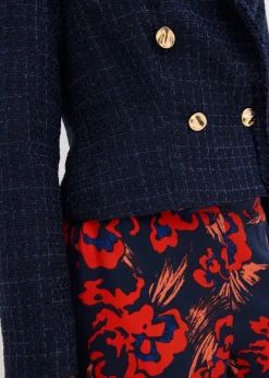 Blazer en maille bouclette à boutons décoratifs