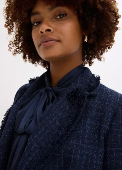 Blazer en maille bouclette à boutons décoratifs