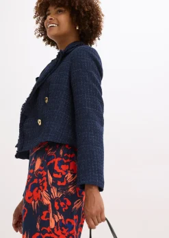 Blazer en maille bouclette à boutons décoratifs