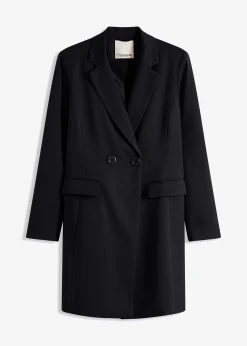 Blazer long à col V, manches longues