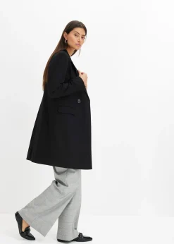 Blazer long à col V, manches longues