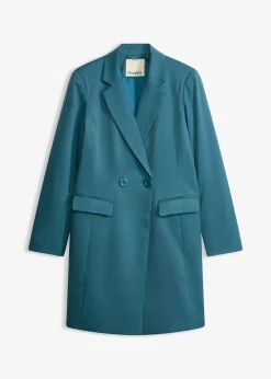 Blazer long à col V, manches longues