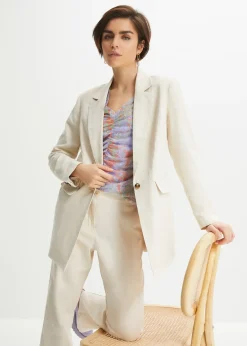 Blazer long en lin et viscose