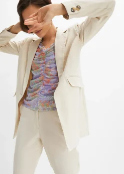 Blazer long en lin et viscose