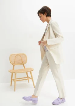 Blazer long en lin et viscose