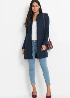 Blazer long en maille bouclée