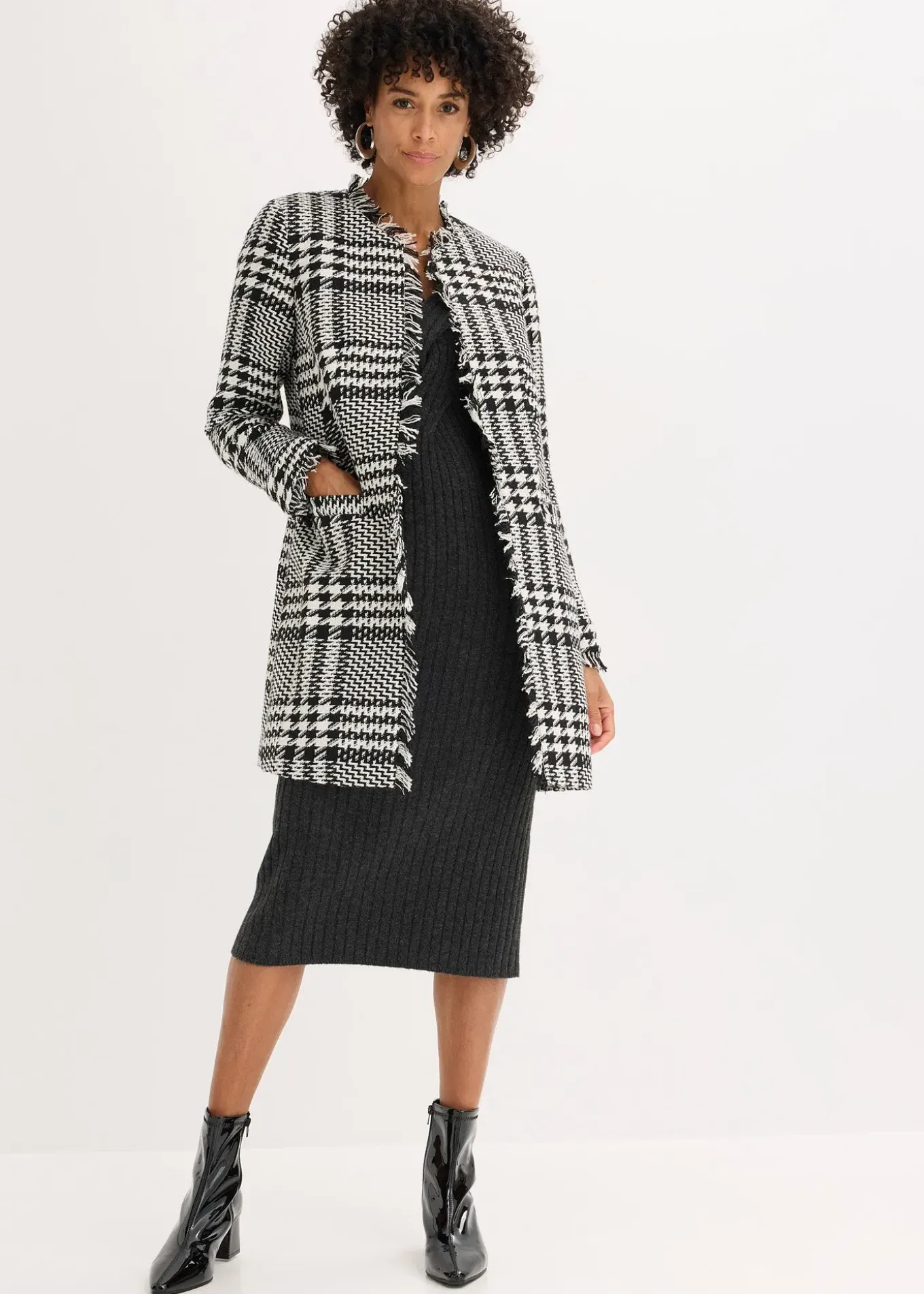 Blazer long en maille bouclette