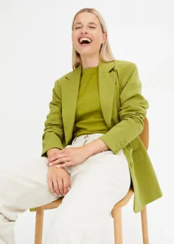 Blazer long en viscose mélangée