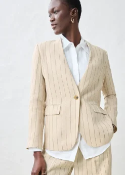 Blazer sans col 100% lin