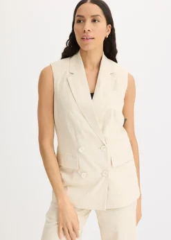 Blazer sans manches en lin mélangé