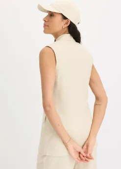 Blazer sans manches en lin mélangé