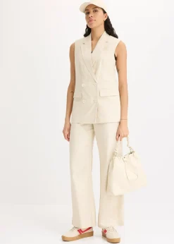 Blazer sans manches en lin mélangé