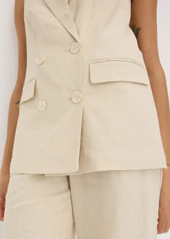 Blazer sans manches en lin mélangé
