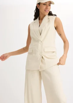 Blazer sans manches en lin mélangé