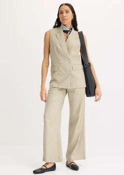 Blazer sans manches en lin mélangé