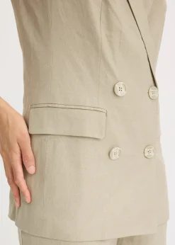 Blazer sans manches en lin mélangé