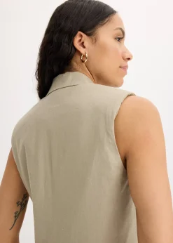 Blazer sans manches en lin mélangé