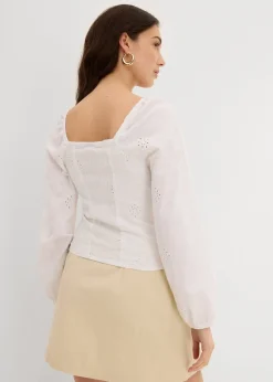 Blouse à broderie anglaise, 100% coton