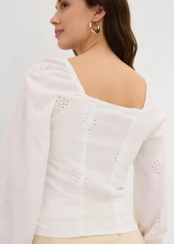 Blouse à broderie anglaise, 100% coton