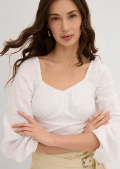Blouse à broderie anglaise, 100% coton