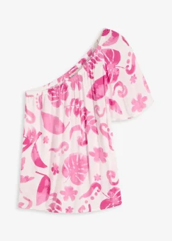 Blouse à encolure asymétrique en viscose texturée