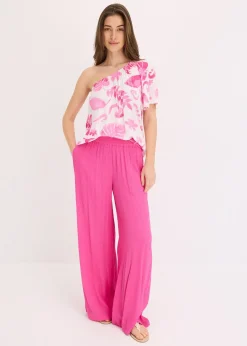 Blouse à encolure asymétrique en viscose texturée