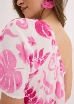 Blouse à encolure asymétrique en viscose texturée