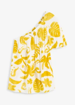 Blouse à encolure asymétrique en viscose texturée