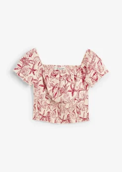 Blouse à encolure Bardot, 100% coton