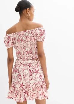 Blouse à encolure Bardot, 100% coton