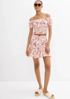 Blouse à encolure Bardot, 100% coton