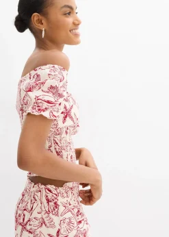 Blouse à encolure Bardot, 100% coton