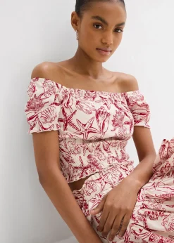 Blouse à encolure Bardot, 100% coton