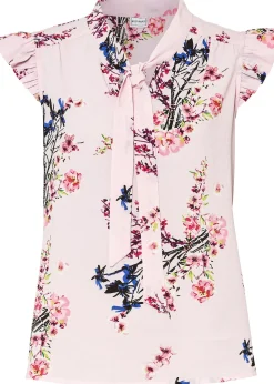 Blouse à lavallière et mancherons volantés