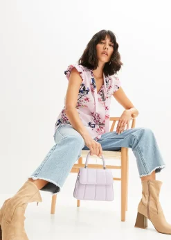 Blouse à lavallière et mancherons volantés