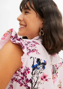 Blouse à lavallière et mancherons volantés