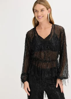 Blouse à sequins et franges