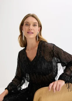 Blouse à sequins et franges