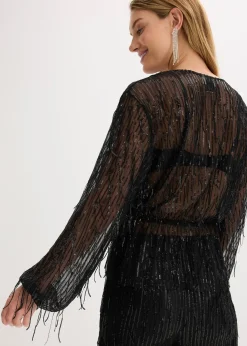 Blouse à sequins et franges