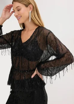 Blouse à sequins et franges