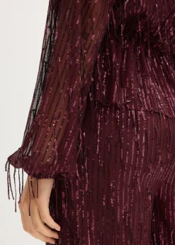 Blouse à sequins et franges