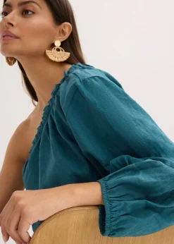 Blouse asymétrique en lin mélangé