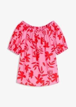 Blouse col Bardot imprimée en viscose mélangée