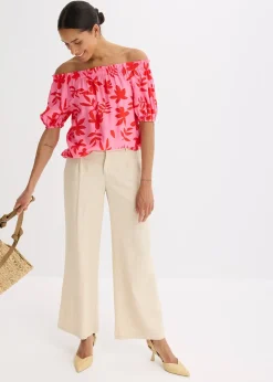 Blouse col Bardot imprimée en viscose mélangée